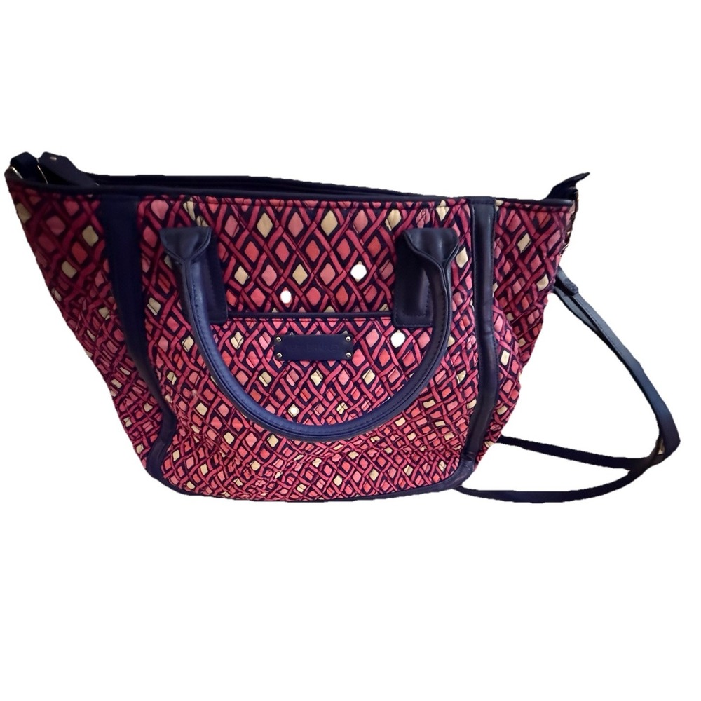 Vera Bradley Large Tote With Zip Closer Also Has A Crossbody  Strap Bag -Womens